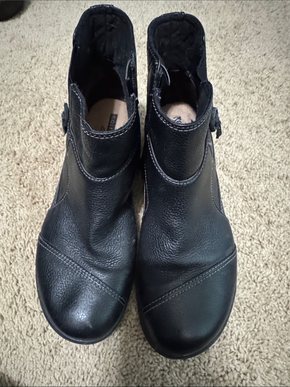 Clarks Black Leather Ankle Booties
